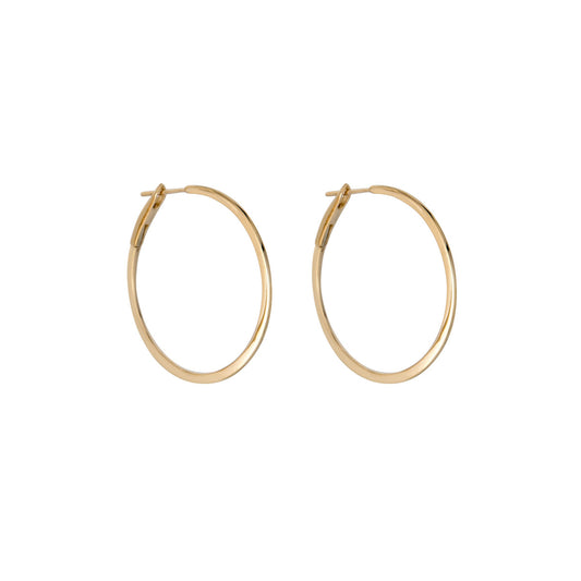 1 inch quarter gold skinny gold hoop earrings side view_e157fe28 8dd1 4764 87f0 d2402aa5f52c