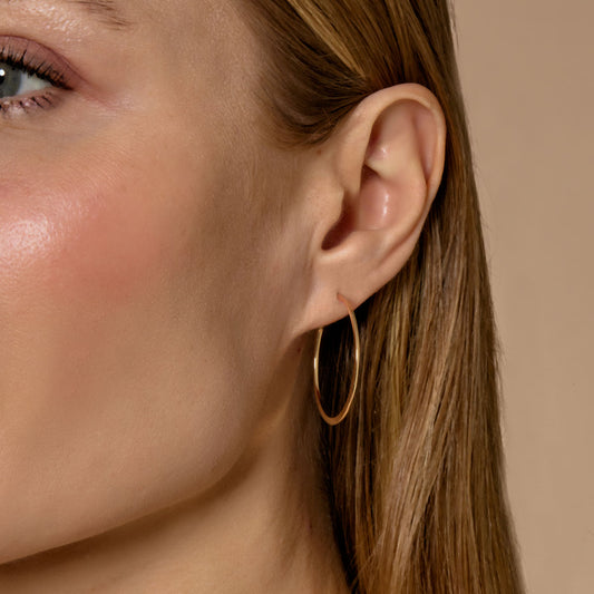 1 1/4” Gold Skinny Hoop Earrings