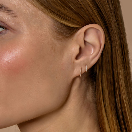 10mm Diamond Huggie Hoop Earring - Sold Individually