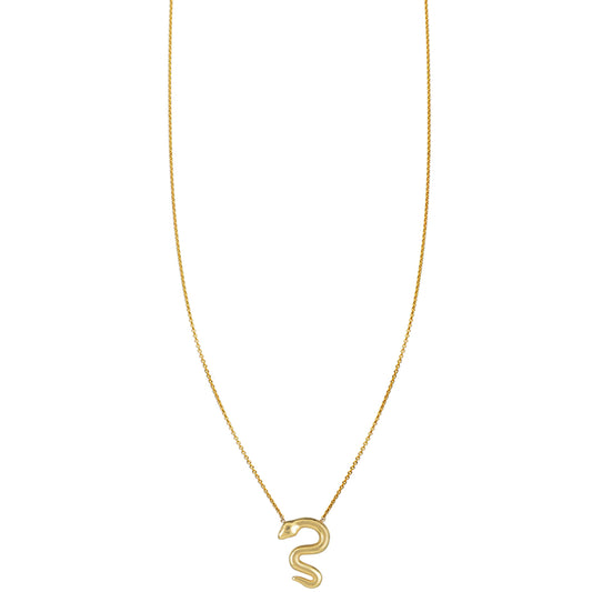 14k Gold Snake Necklace shown in yellow gold, front view