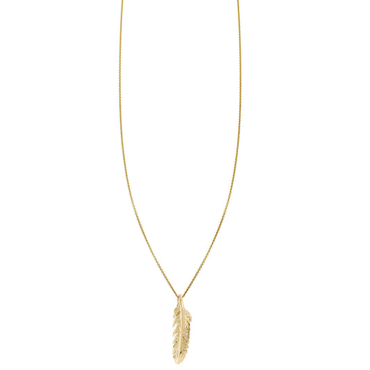 14k medium feather tiny charm light necklace 