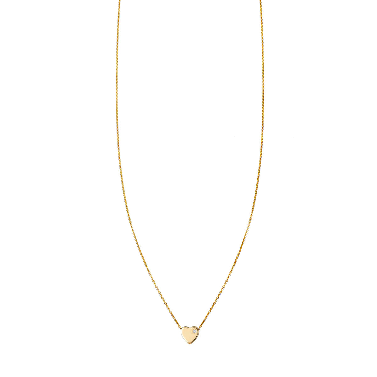 1pt diamond flat heart gold necklace - delicate sparkle in minimalist romantic design