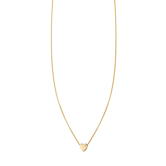 1pt diamond flat heart gold necklace - delicate sparkle in minimalist romantic design