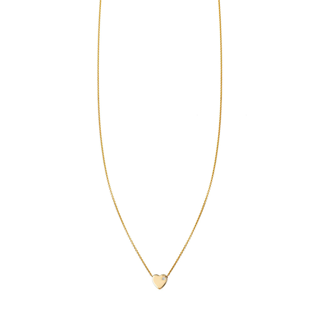 1pt diamond flat heart gold necklace - delicate sparkle in minimalist romantic design