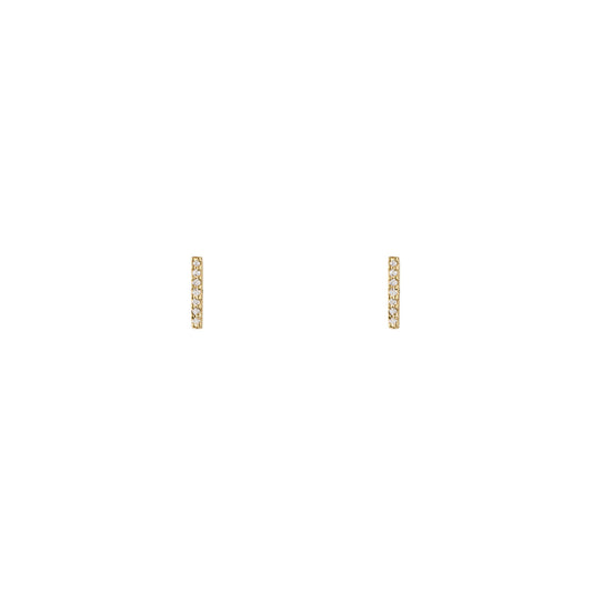 7mm diamond staple stud earrings - minimalist sparkly everyday earrings