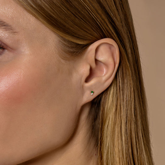 Baguette Emerald & Diamond Stud Earrings