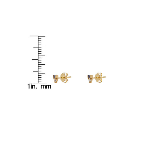 Baguette Sapphire & Diamond Stud Earrings