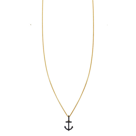 black diamond anchor necklace PRN 522 BD