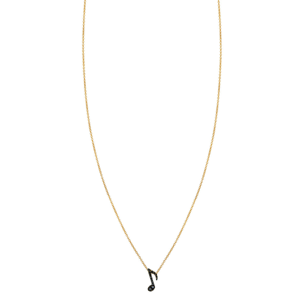 Black Diamond Eighth Note Necklace