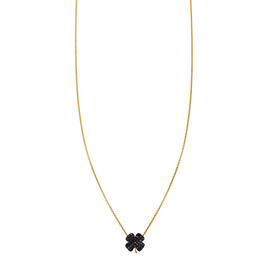 black diamond four leaf clover necklace PRN 406 BD