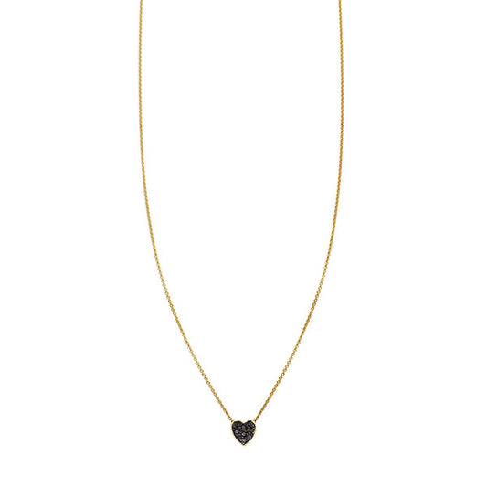 black diamond gold heart necklace prn 487 bd