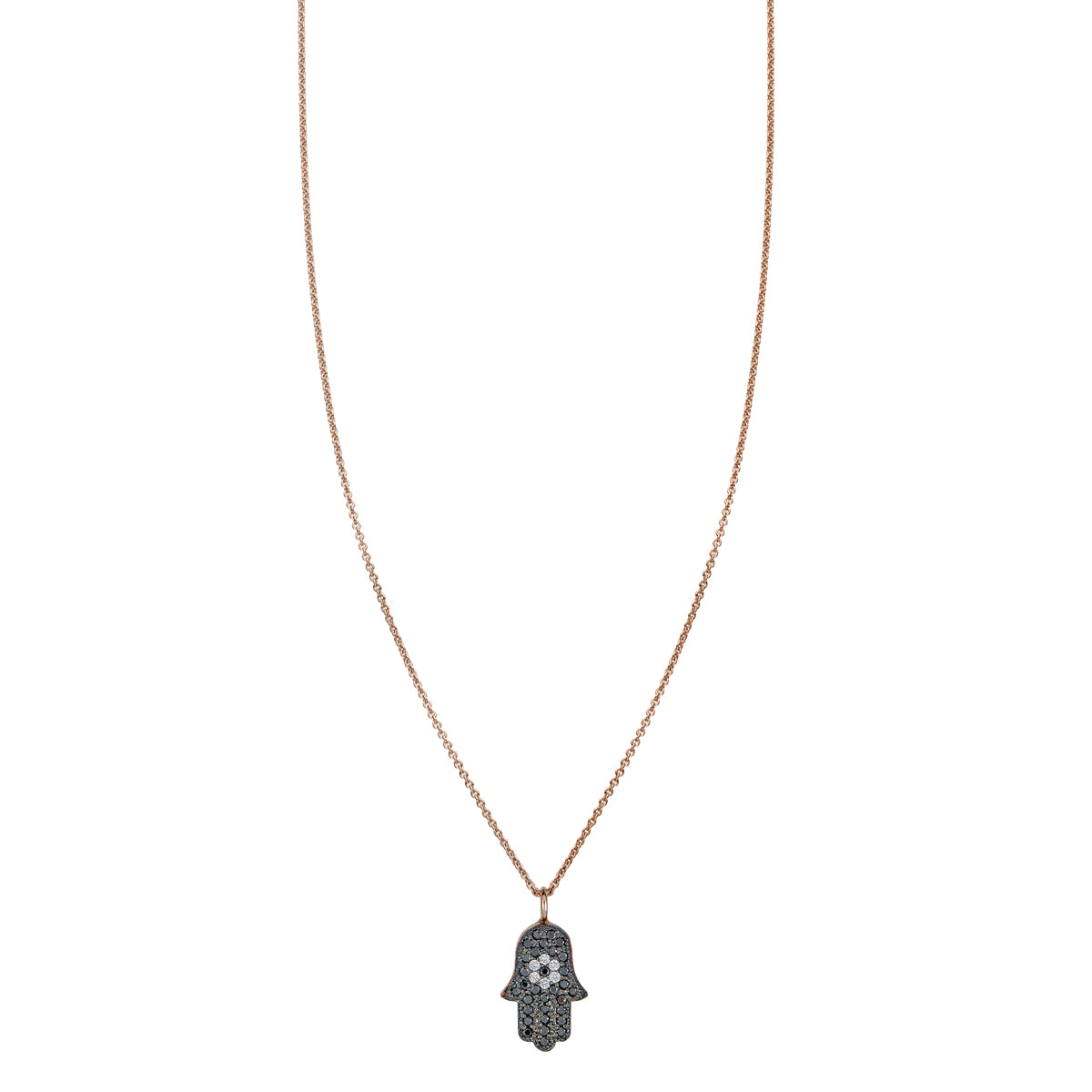 black white diamond evil eye hamsa necklace