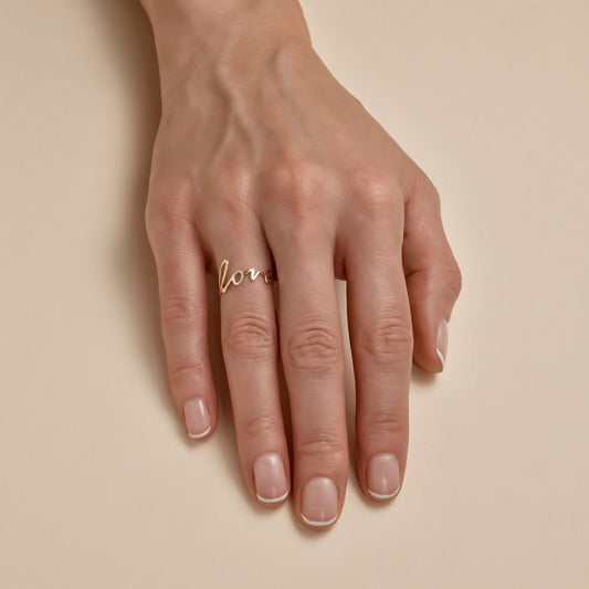 Gold Cursive Love Ring
