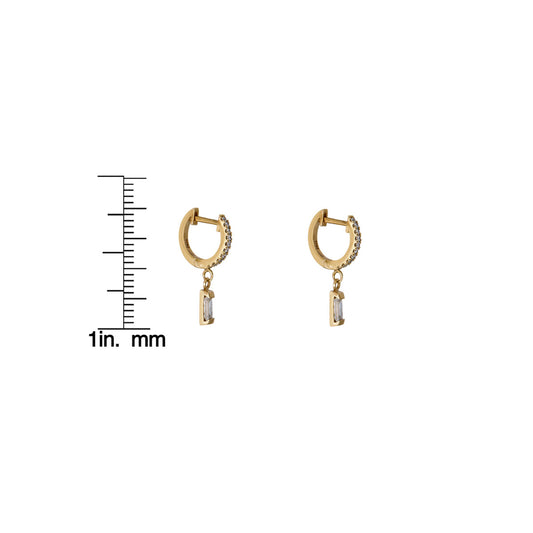 Dangling DIamond Baguette Hoop Earrings