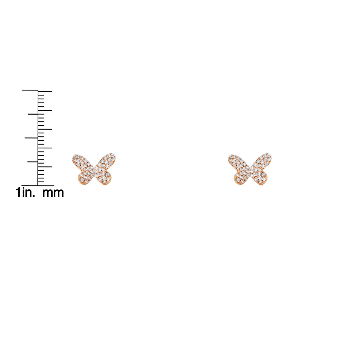 diamond butterfly stud earrings scale measurement