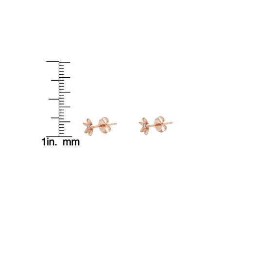 Diamond Flower Blossom Stud Earrings