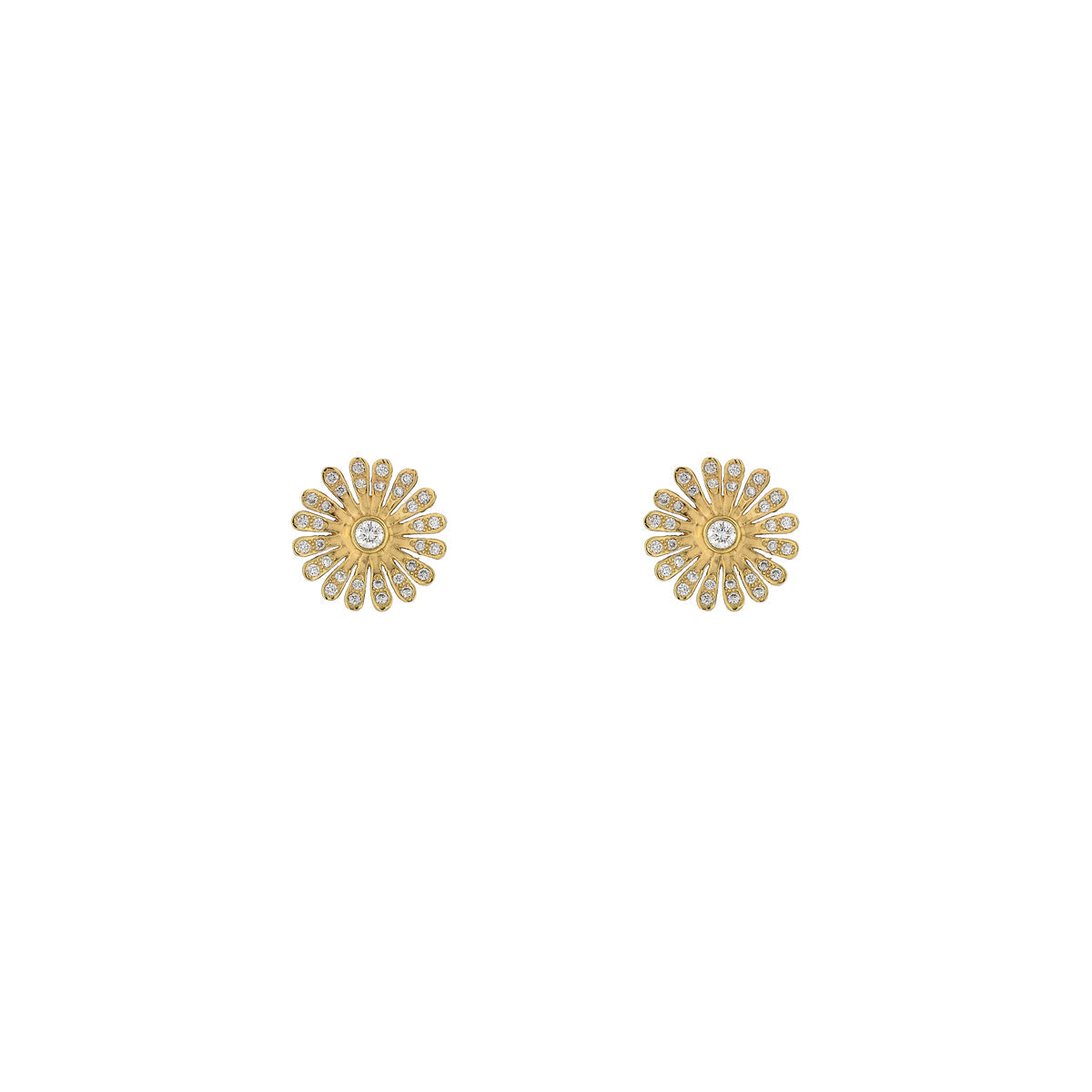 Gold Diamond Daisy Stud Earrings - delicate floral jewelry by Phoenix Roze
