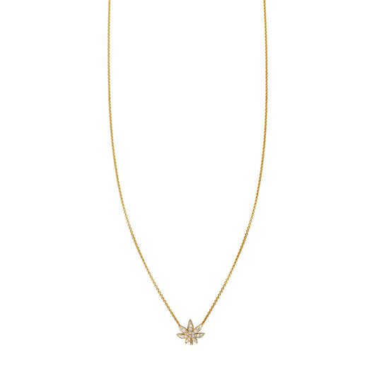 diamond gold pot leaf necklace