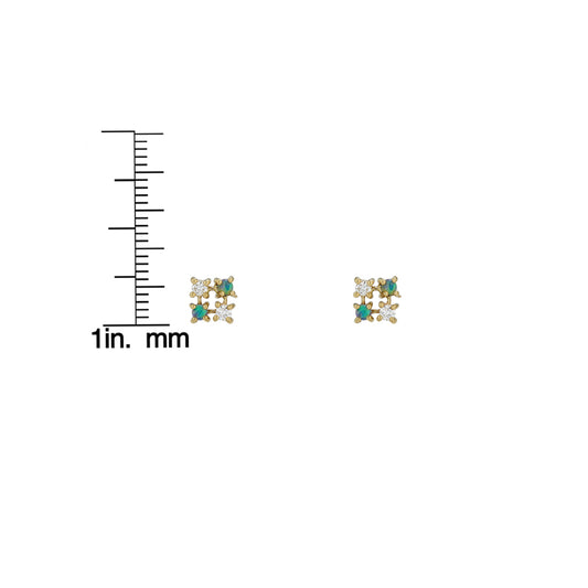 Diamond & Opal Square Stud Earrings