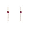 diamond round ruby drop bar earrings