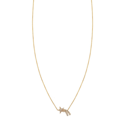 14k gold diamond shooting star necklace (PRN068), celestial jewelry.