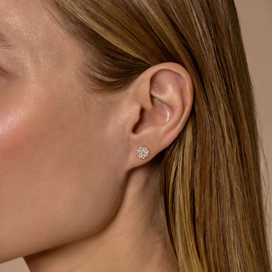 Diamond Snowflake Flower Earrings