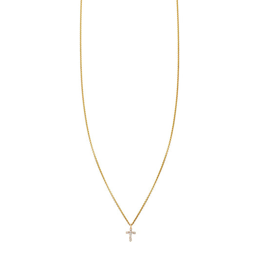 Diamond tiny cross necklace - delicate faith-inspired pendant