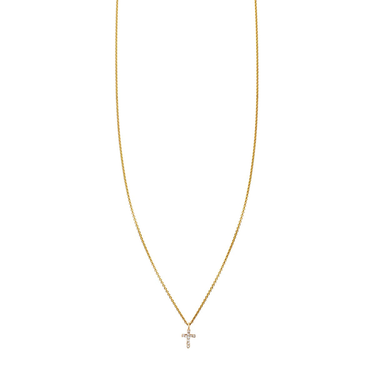 Diamond tiny cross necklace - delicate faith-inspired pendant