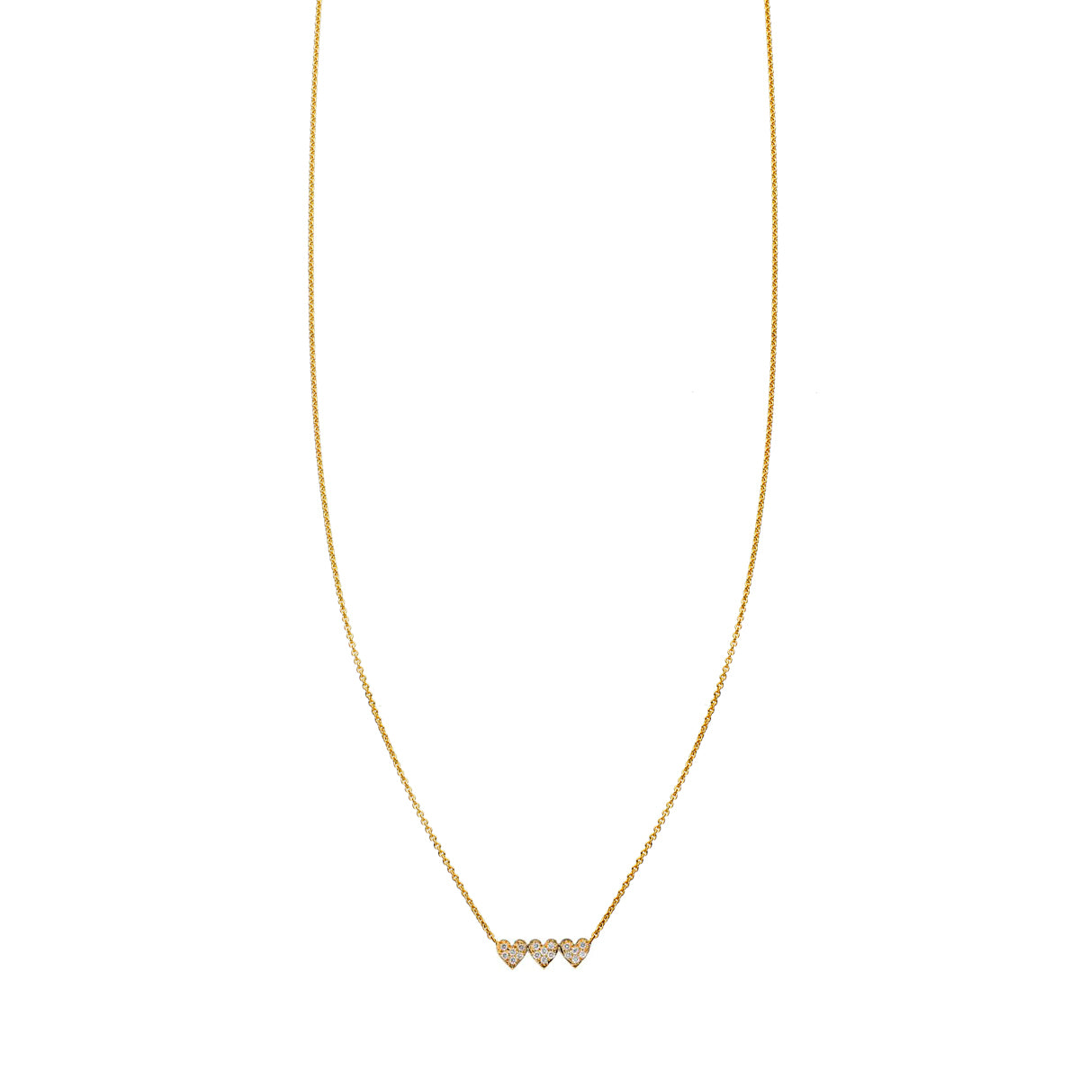 Delicate diamond triple heart necklace - sparkling romantic pendant for dainty elegance