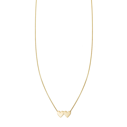 Delicate double heart charm necklace - dainty romantic pendant for subtle sparkle