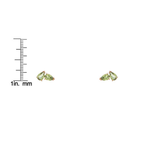 Double Pear Peridot Stud Earrings