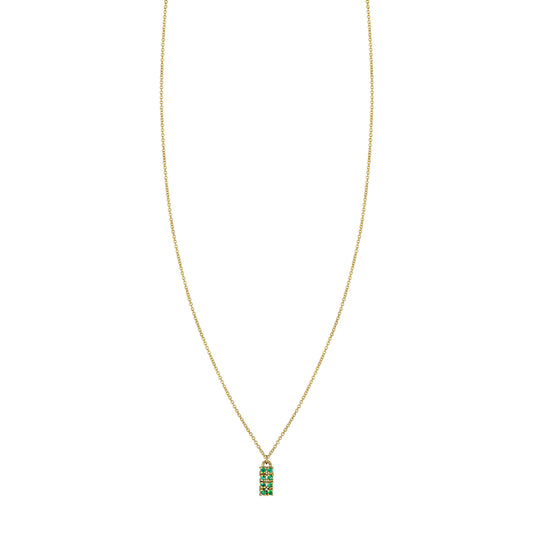 Emerald & Gold Tag Necklace