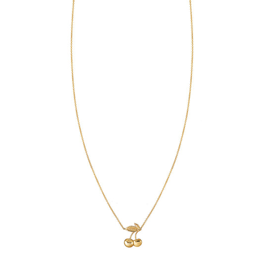 14k gold cherry necklace (PRN373-CH), fruit-themed jewelry.
