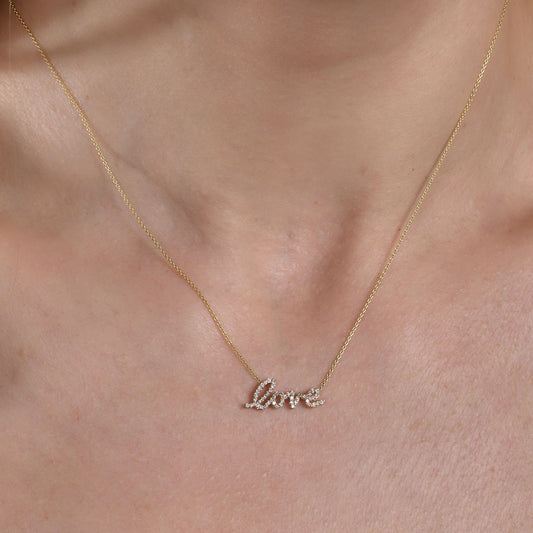 Diamond Cursive Love Necklace