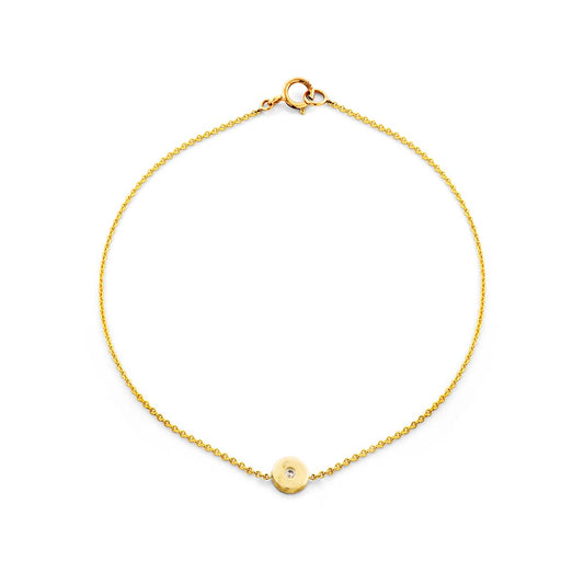 Dainty gold diamond evil eye bracelet - protective talisman jewelry