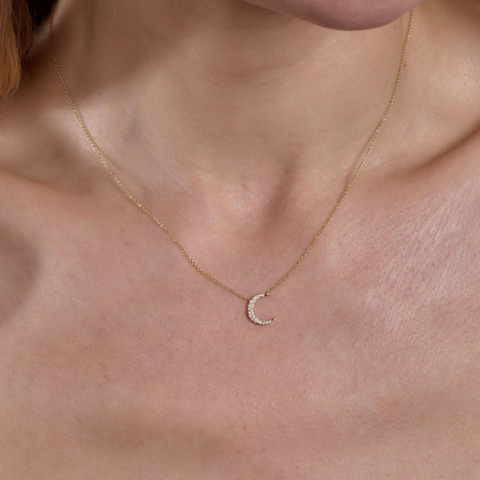 Diamond Moon Pendant Necklace