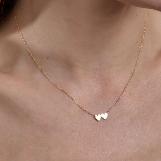 Double Heart Gold Necklace
