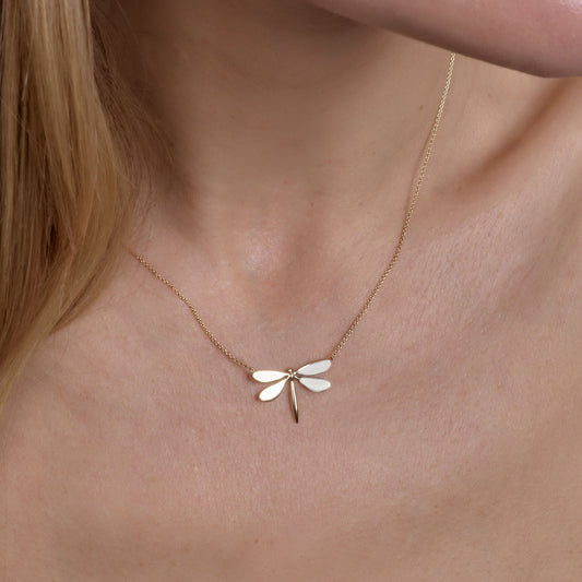 Gold Dragonfly Necklace