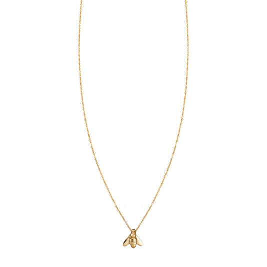 14k gold honey bee necklace, nature-inspired jewelry.