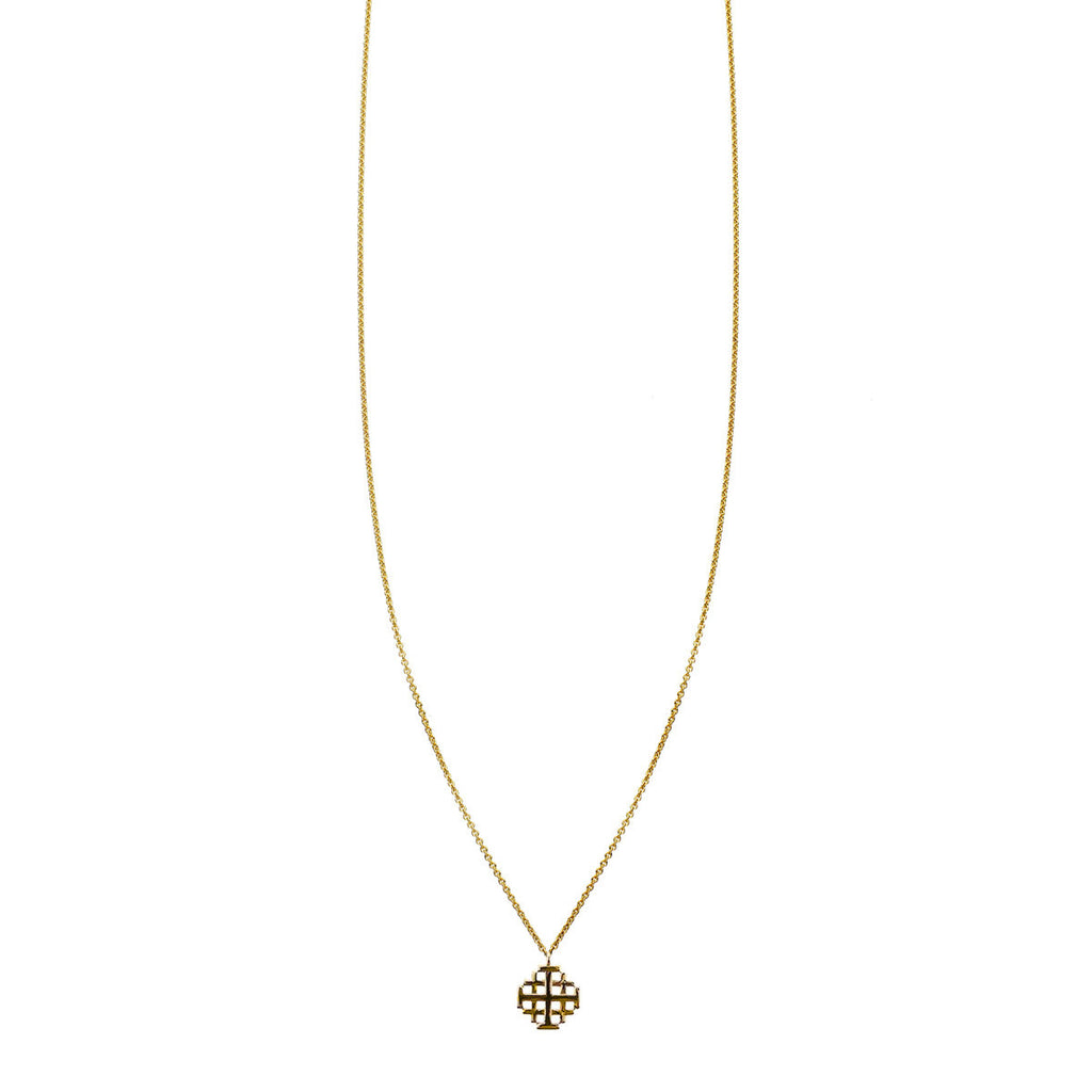 gold jerusalem cross charm pendant necklace PRN 017