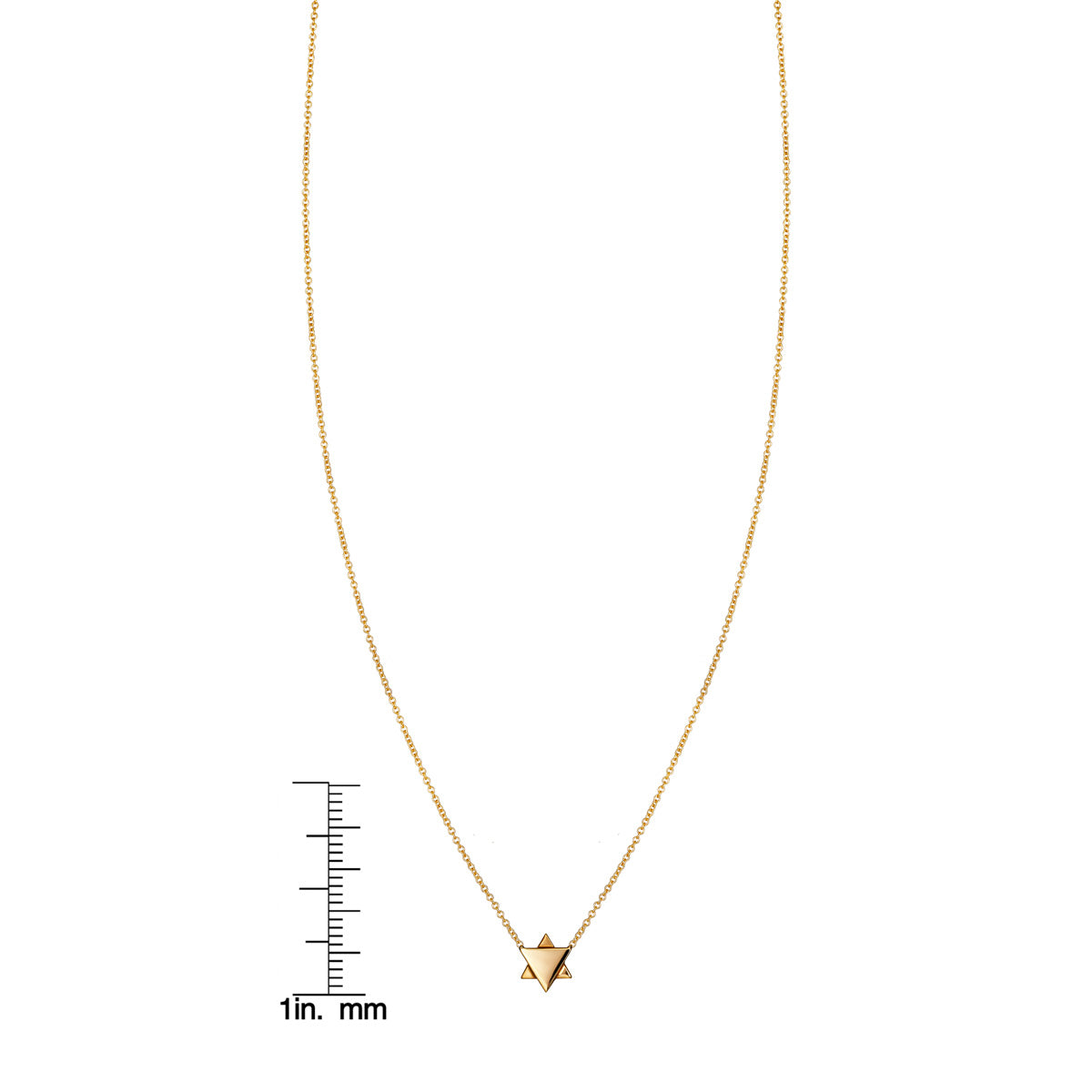 14k gold Star of David necklace with ruler, Jewish symbol jewelry