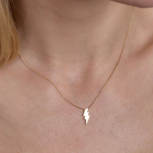 Small Lightning Bolt Gold Necklace