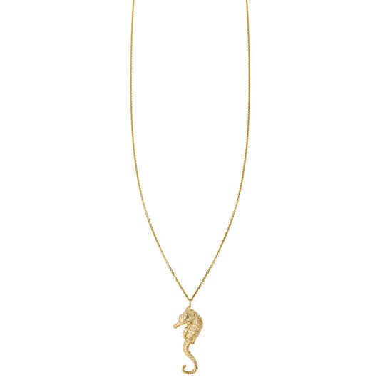 gold realistic tropical seahorse charm necklace PRN 025