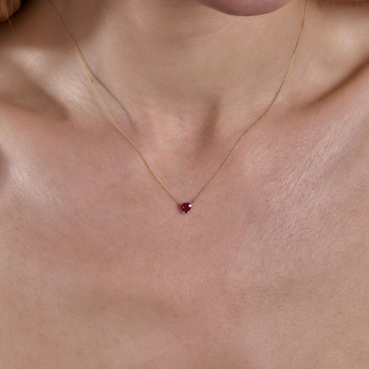 Ruby Heart Charm Necklace