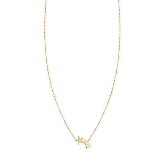 Dainty gold necklace showcasing shooting star charm