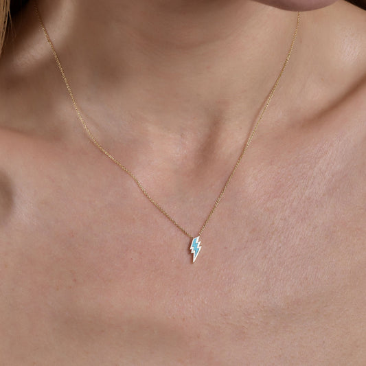 Turquoise Inlaid Lightning Bolt Necklace