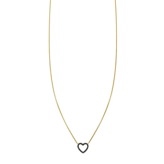 large black diamond open heart necklace prn 223 bd