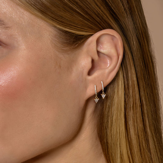 Dangling DIamond Triangle Hoop Earrings