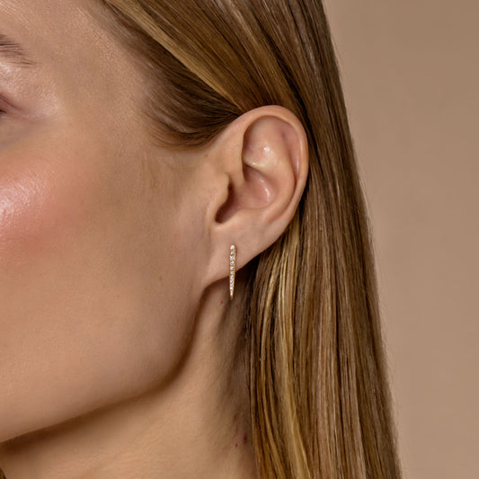 Diamond Long Drop Large Stud Earrings