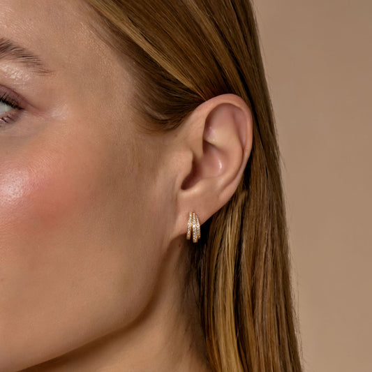 Diamond Triple Hoop Earrings